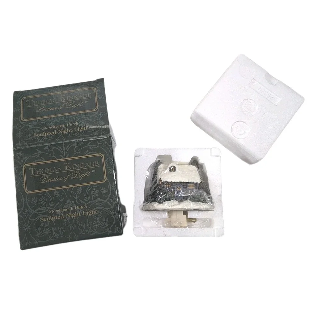 Thomas Kinkade Snowy Cottage STONEHEARTH HUTCH Sculpted‎ Night Light - New